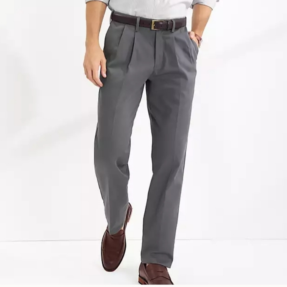 Eddie Bauer Mens Pants 35x32 Relaxed Fit Pleated Front Pockets Black
